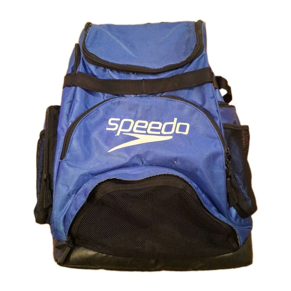 Speedo Teamster 35L Swim Backpack Blue Black Swim Gear Bag Wet Pocket Dirt Bag
